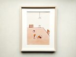 特集掲載作品＊原画「おやつの時間 / snack time」 ※木製額縁入り