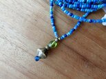＊長い長い融通無碍なみっくすネックレス＠いんでぃあんシードビーズ（青•蒼・水色）＋あちこちのオールドビーズ