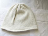 1点物　カシミア100％の縮絨ニットキャップ　オフホワイトの画像