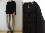 【受注制作】黒　天日干しリネン　フリル長袖プル