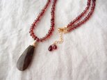送料無料 ガーネットとガーデンクォーツのネックレス【K14gf】