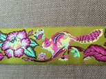 アメリカ チロル刺繍リボン-しまりす グリーンXピンクの画像