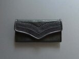 ・・E様ご注文作品・・stitch long wallet  (black)の画像