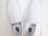 【送料無料】カスタムVansバンズ SLIP ON スリッポン トゥルーホワイト スター白　スニーカー【US規格】受注製作の画像