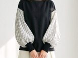 ふんわりボリュームのあるバルーンスリーブ＊華やかな仕上がり＊特別な1着に♪黒リネン×サークルレース
