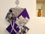 銘仙×リネン刺繍の小さな襟巻き165　ストール ネックウォーマー プチマフラーの画像