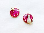 猫と星空ピアス/イヤリング(ワイン)