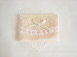かわいいレースとリボンのポケットティッシュケース（サーモンピンク）の画像
