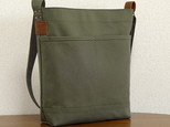 縦A4対応　帆布ショルダーバッグ（カーキ）☆受注製作☆