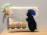 【k様オーダー品】ボクもお花を贈れますか? - フラットファスナーポーチ /レトロ通帳ケースの画像
