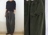【受注制作】ダークカーキ極厚リネン　Bigパンツ〈Ｓ・Мsize〉