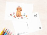 5枚セット。絵本のような。ポストカード "花を飾った子犬のチコ" PC-312の画像