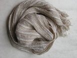 手織りの白いしぼストール（コットン･リネン）の画像