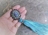 タッセルネックレス ブルー ヴィンテージビジュー vintage tassel necklace <NC-RBpl>の画像