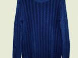 セール中！！◆天然灰汁発酵建て　本藍染◆　コットンカシミヤ　ケーブル編みセーターの画像