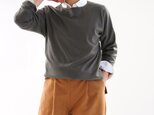 ＜12月25日まで＞圧縮wool（ウール）クルーネック・サイドスリット・長袖チュニック/グレーブラウン t1-75の画像