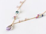 14KGF*・高品質アメトリン+サンタアクアマリンネックレス
