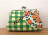 【受注制作】お花模様とチェック模様 - がま口ポーチ/コインケース/カードケースの画像
