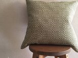 cushion cover[手織りクッションカバー]菱柄　若草の画像