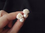 【SALE！】送料無料 【真珠の刺繍ピアス】大粒バロックパール・シードパール