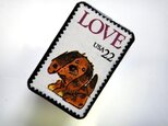 アメリカ1986年バレンタイン「LOVE」切手ブローチ