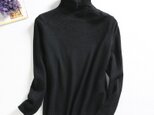 f112806　至福の肌触りニット　下着ニット　ハイネック　ブラック