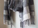 手織りカシミアストール・・モノクロ