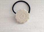 ヘアゴム(白マット花)D