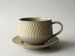 しのぎカップ&ソーサー セージグリーンの画像