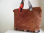 柿渋帆布＋裂き織りバッグの画像