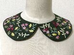 手刺繍つけ襟（深緑）の画像