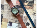 栃木レザーアンティーク腕時計&ブレスレットbeigeの画像