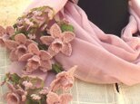 【再販】立体レース 花のコットンストール ピンクベージュ