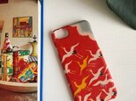 【KIMONO】赤に鶴・アンティーク着物のiPhoneケースの画像