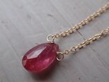 K14GF pear shape ruby necklaceの画像