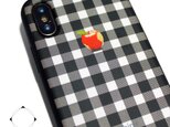 iphoneXケース/iphoneXsケース 軽量レザーケースiphoneXカバー　アップル 赤リンゴ シェパードチェックの画像
