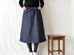 リネンデニム♡リボン付き台形スカート・オールシーズン着回し♪ミモレ丈