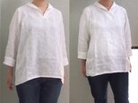 【再販・受注製作】ショールカラーのブラウス／リネン刺繍の画像
