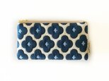 フランス生地の花柄ミニポーチ(ネイビー)
