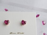 14kgf＊ハート型ルビーの一粒ピアス