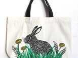 rabbit and dandelion mini toteの画像