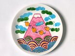 ポップな富士山と波千鳥(ピンク)の深皿の画像