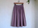 国産ダブルガーゼ(グレイッシュパープル) ◇ソフト加工 ギャザースカート