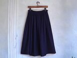 国産ダブルガーゼ(紺) ◇ ソフト加工◇ギャザースカート