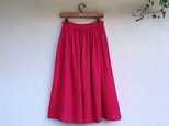 国産ダブルガーゼ(ラズベリー) ◇ソフト加工　ギャザースカート