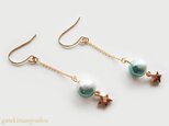 バイカラーコットンパールと星のピアス【イヤリング等変更可】