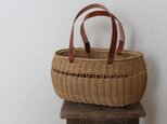 透かし入り素編みかご（革持ち手）