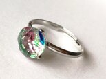 【 ビンテージ　アイリスグラスの　リング】チェコ　ボヘミア 虹
