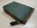 ダークグリーン・シュリンクレザー・Ｌ字ファスナー・セカンドウォレット・km0306