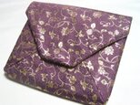 仕切り布付　改良数寄屋袋　紫と金　金襴　クラッチバッグ 再販の画像